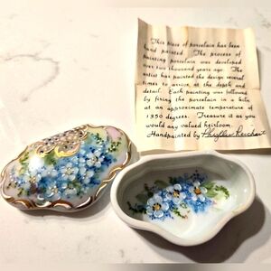 Limoges France Trinket Bowl Box With Lid Handpainted